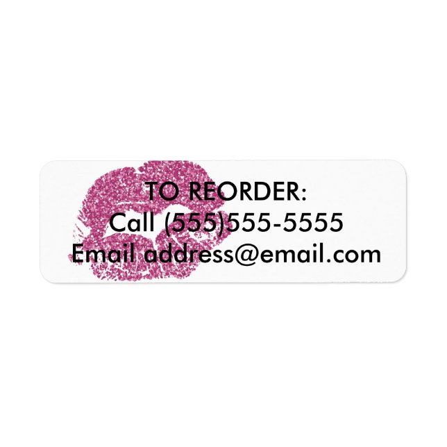 Pink Glitter Lips Reorder Label (Front)