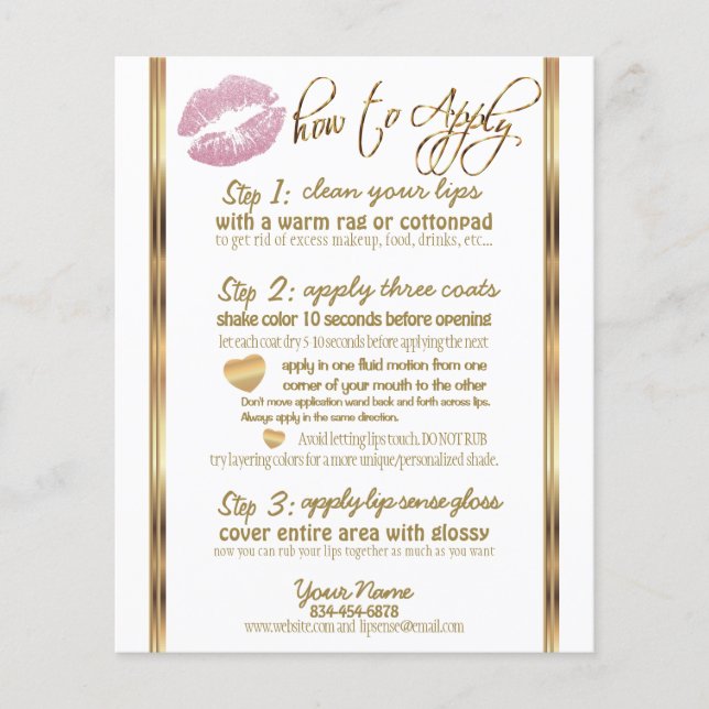 Pink Glitter 💋 Lipsense Senegence  Instructions Flyer (Front)