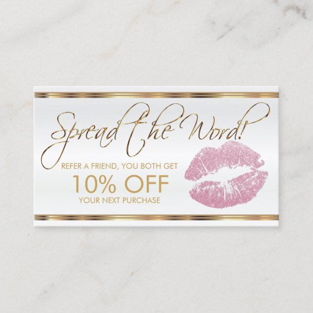 Pink Glitter Lipstick Business Referral (Front)