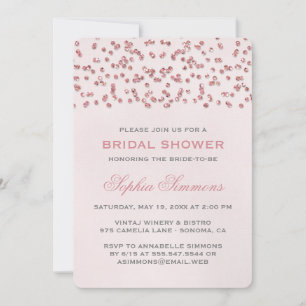 Pink Glitter Look Confetti Bridal Shower Invite