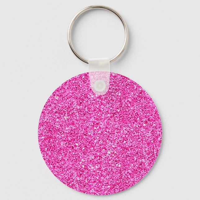 Pink Glitter Look Elegant Blank Custom Template Keychain (Front)
