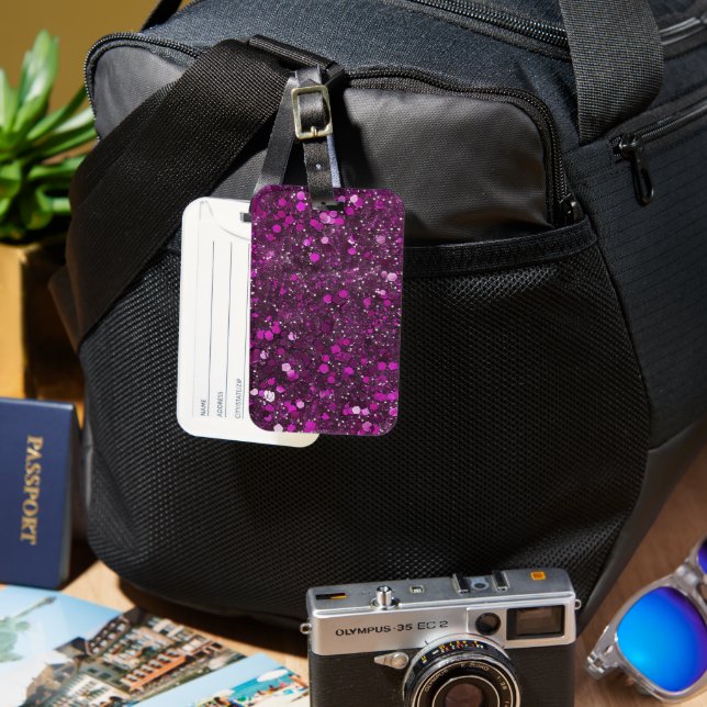 Pink Glitter Luggage Tag (Front & Back)