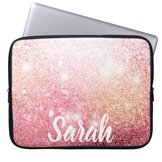 Pink Glitter Luxury design Laptop Sleeve (Front)