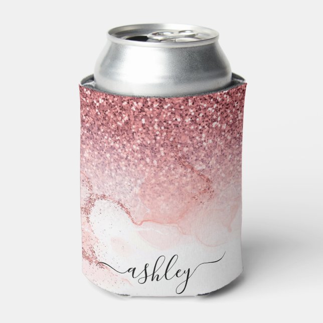 Pink Glitter Marble Can Cooler (Can Front)