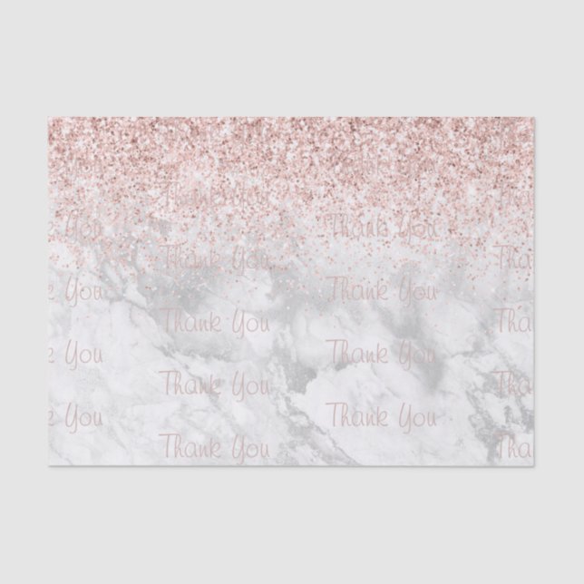  Pink Glitter Marble Decoupage Thank You Pattern Tissue Paper (Front)