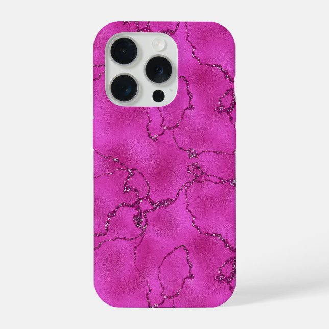 Pink Glitter Marble Modern Abstract Elegant  iPhone Case (Back)