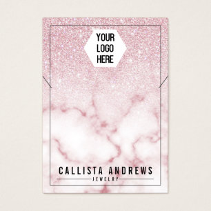 Pink Glitter Marble Ombre Logo Necklace Display