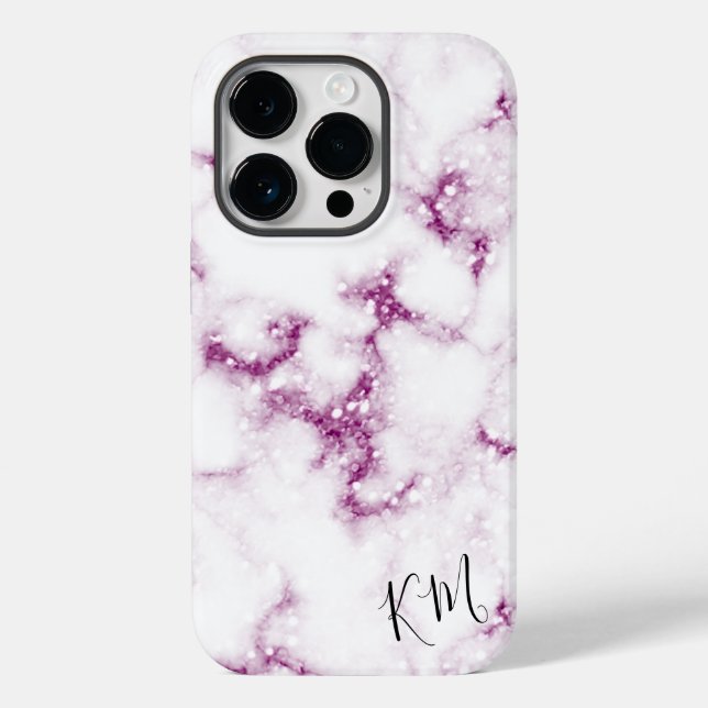 Pink Glitter Marble Personalized Phone Case (Back)