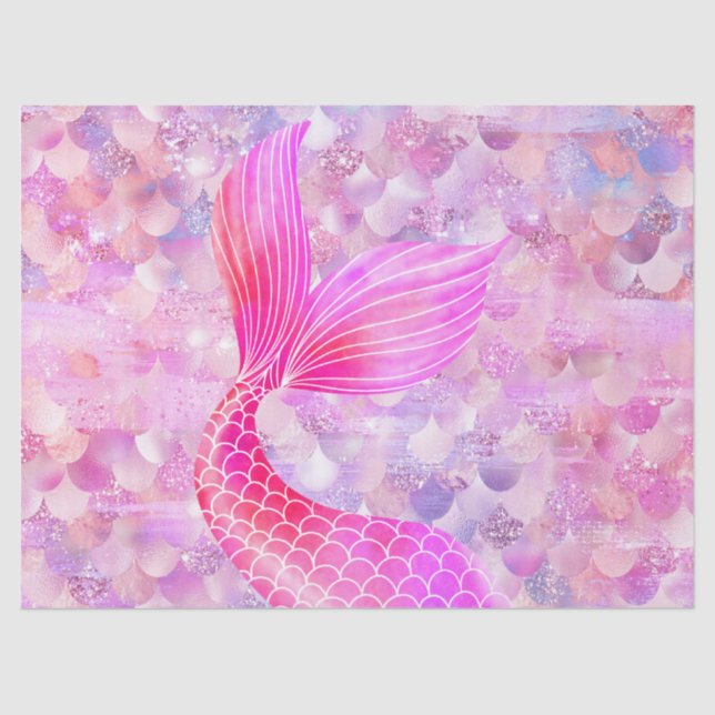Pink Glitter Mermaid Tail  Tissue Paper (Front)