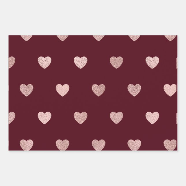 Pink Glitter Metallic Heart Red Purple Black Wrapping Paper Sheet (Front)