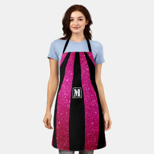 Pink Glitter Monogram Apron - Personalized Gift