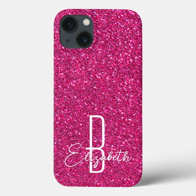 Pink Glitter Monogram Case-Mate iPhone Case (Back)
