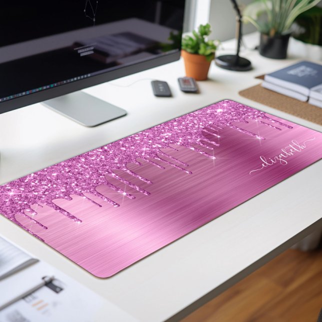 Pink Glitter Monogram Desk Mat (Creator Uploaded)