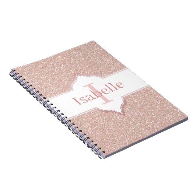 Pink Glitter Monogram Notebook (Right Side)