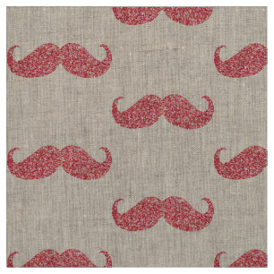 Pink Glitter Moustache Fabric
