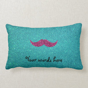 Pink glitter moustache lumbar pillow
