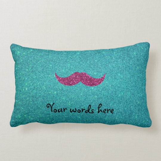 Pink glitter moustache lumbar pillow