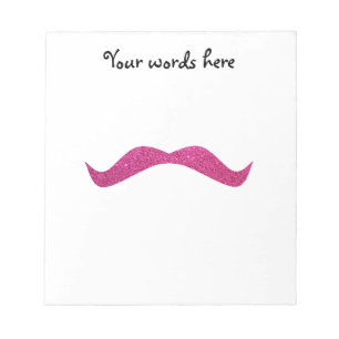 Pink glitter moustache notepad