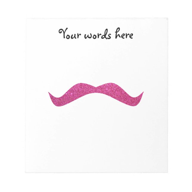 Pink glitter moustache notepad (Front)