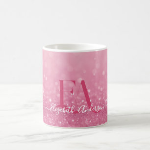 Pink Glitter Mug with Custom Initials and Name