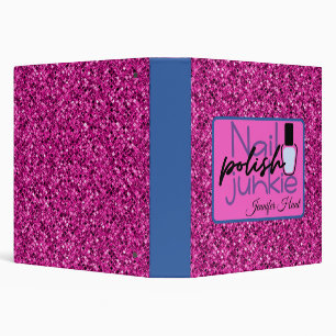 Pink Glitter Nail Polish Junkie Binder