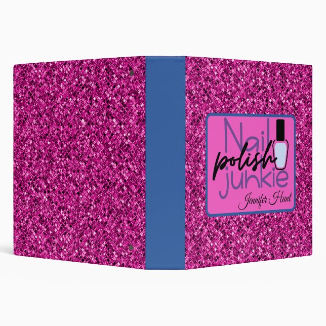 Pink Glitter Nail Polish Junkie  Binder (Background)