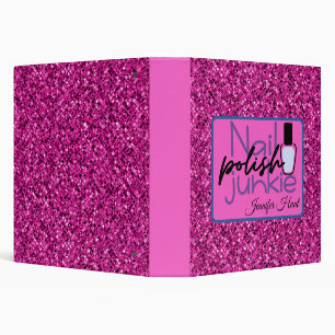 Pink Glitter Nail Polish Junkie Binder