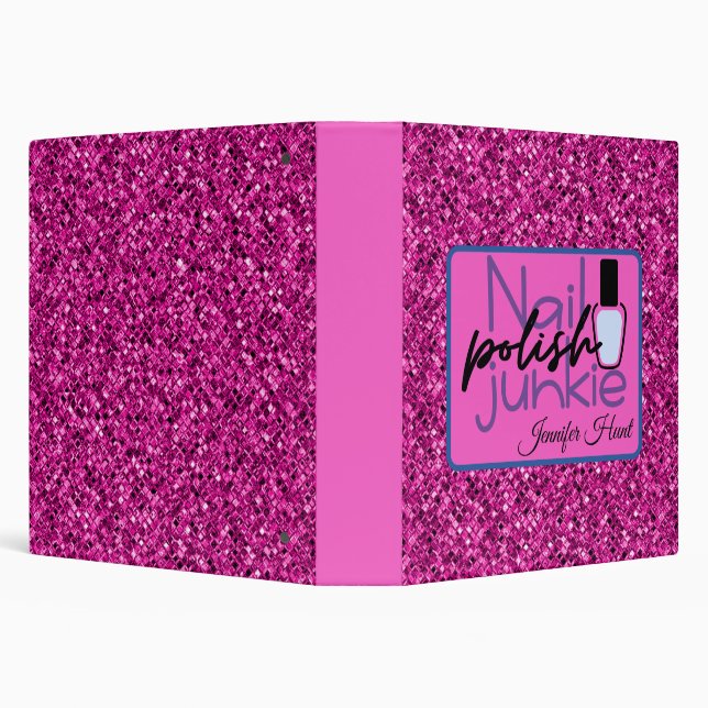 Pink Glitter Nail Polish Junkie  Binder (Background)