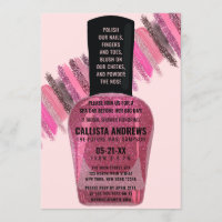 Pink Glitter Nail Polish Spa Day Bridal Shower