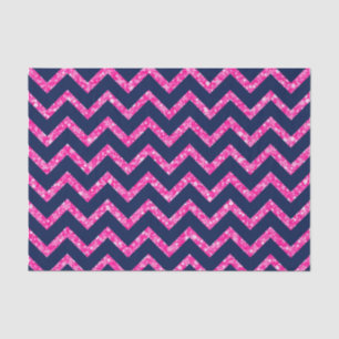 Pink Glitter & Navy Blue Chevron Zigzag Pattern Tissue Paper