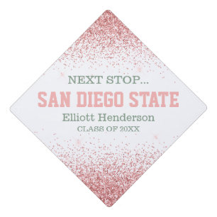Pink Glitter Next Stop Graduation Cap Topper