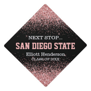 Pink Glitter Next Stop Graduation Graduation Cap Topper