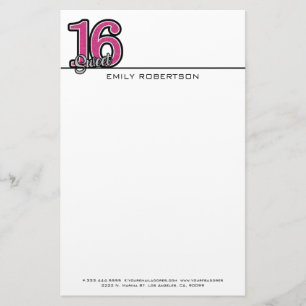 Pink Glitter Numbers Stationery