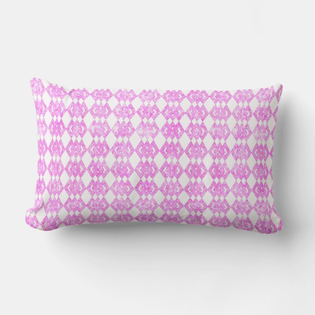 Pink Glitter Overlap Diamond Pattern Lumbar Pillow (Front)