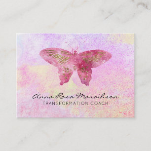 *~* Pink Glitter Pastel Fantasy Gilded Butterfly Business Card