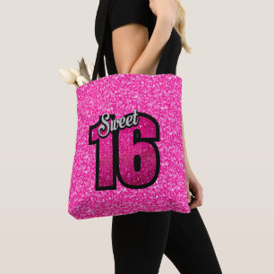Pink Glitter Pattern and Glitter Numbers Tote Bag