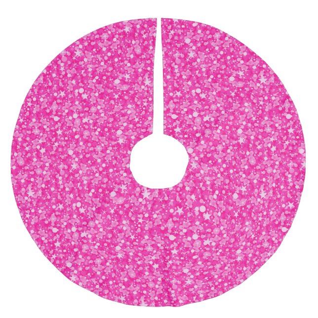 Pink Glitter Pattern Brushed Polyester Tree Skirt (Front)