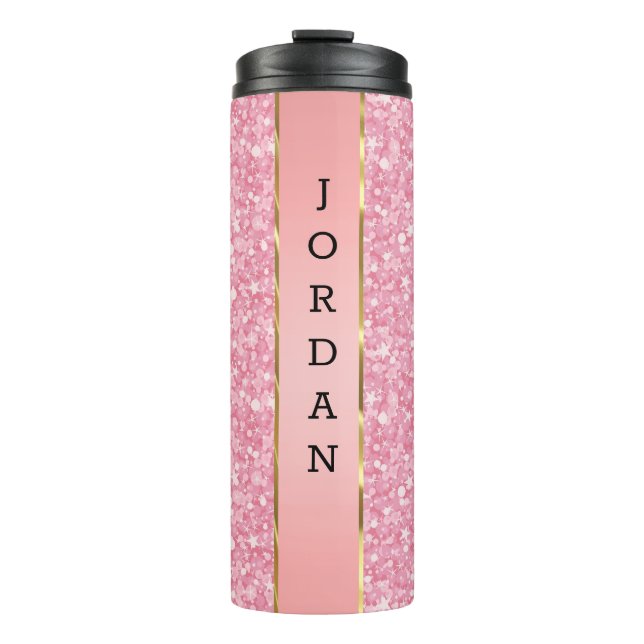 Pink Glitter Pattern Thermal Tumbler (Front)