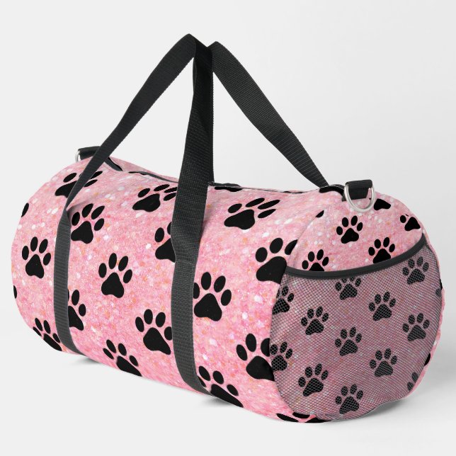 Pink Glitter Paw Print Pet Bag (Right Corner)