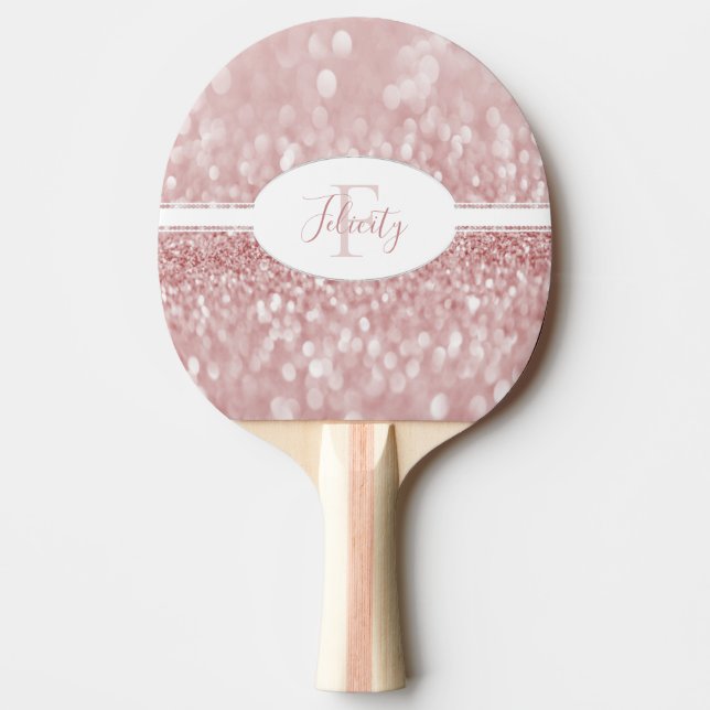 Pink Glitter Personalize Ping Pong Paddle (Front)