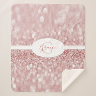Pink Glitter Personalize Sherpa Blanket