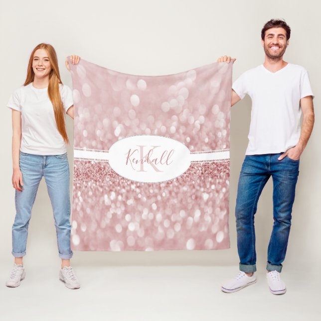 Pink Glitter Personalize Throw Blanket (In Situ)