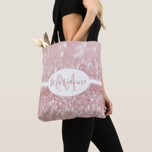 Pink Glitter Personalize Tote Bag
