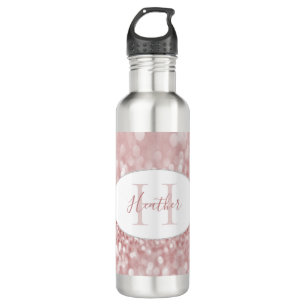 Pink Glitter Personalize Water Bottle