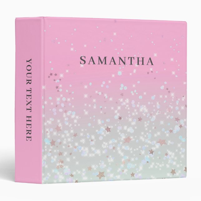 Pink Glitter Personalized  Binder (Front/Spine)