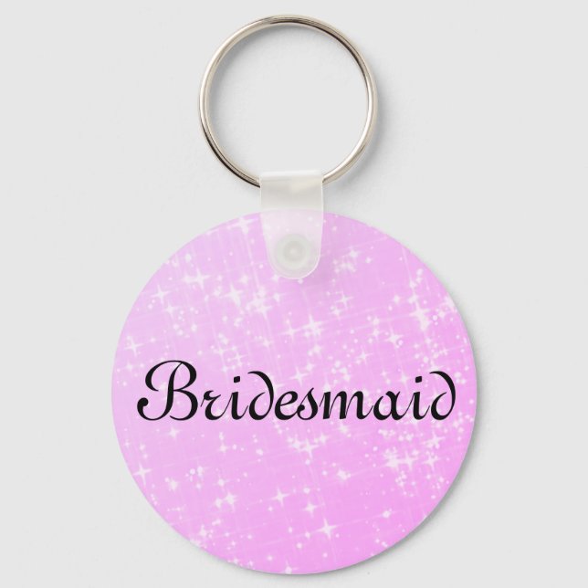 Pink Glitter Personalized Bridesmaid Keychain (Front)