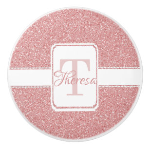 Pink Glitter Personalized Ceramic Pull