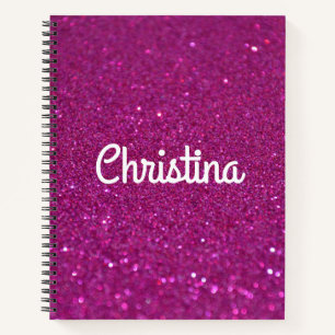 Pink Glitter Personalized Custom Name Cute Girls Notebook