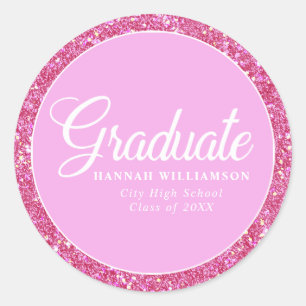Pink Glitter Personalized Graduation Envelope Seal