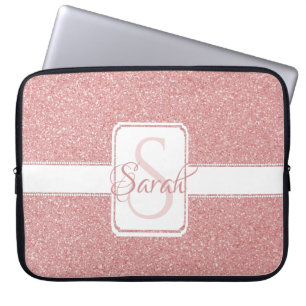 Pink Glitter Personalized Laptop Sleeve